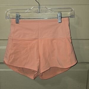Lululemon Golden Apricot Speed Up Mid Rise Lined Shorts 4"